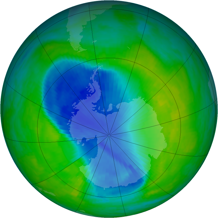Antarctic ozone map for 28 November 1990